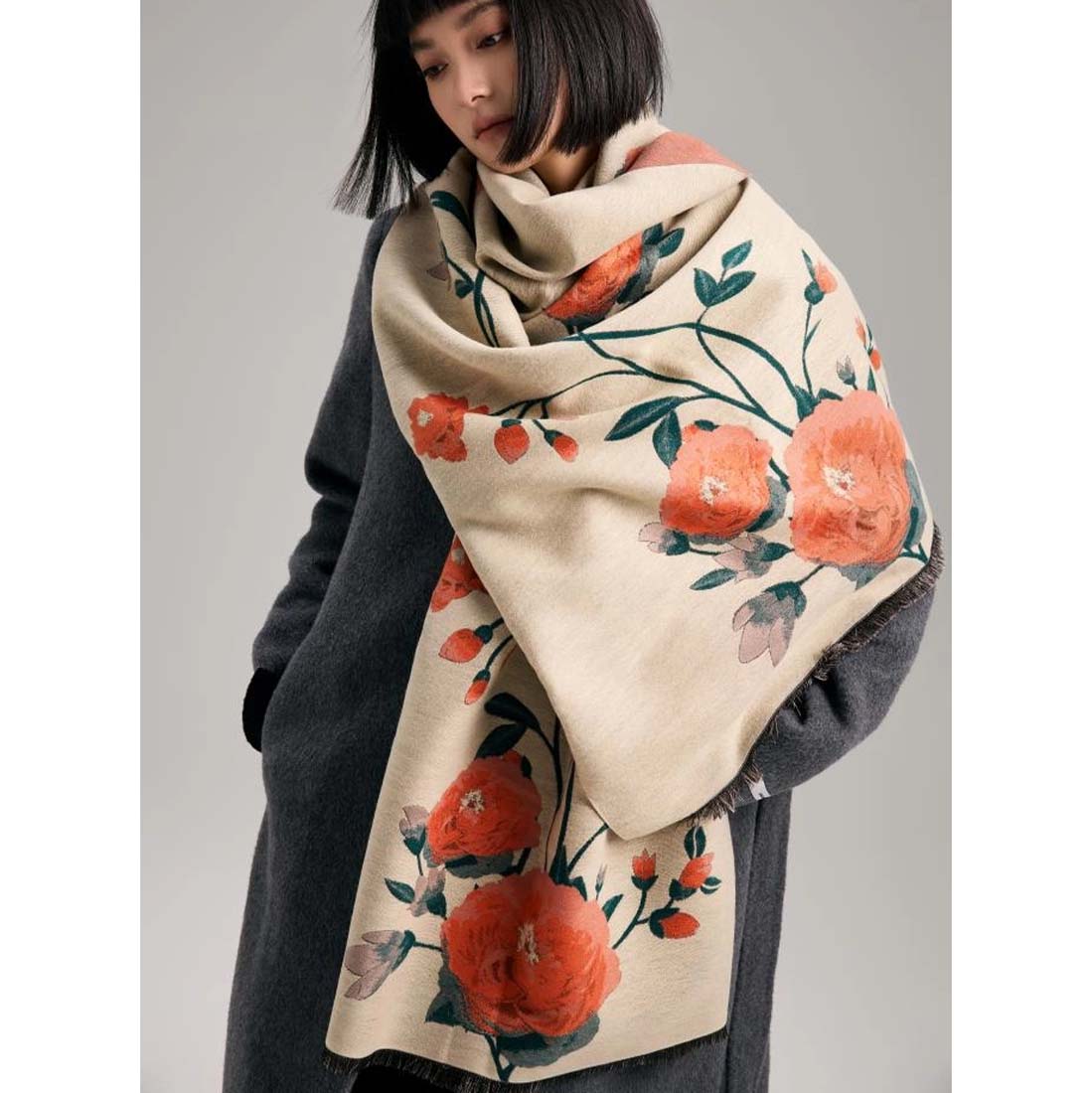 Orange & Green Blossom Reversible Wrap