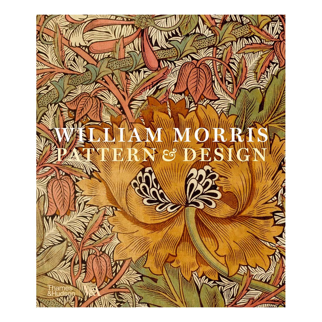 Book cover with William Morris pattern and design featuring a floral design.