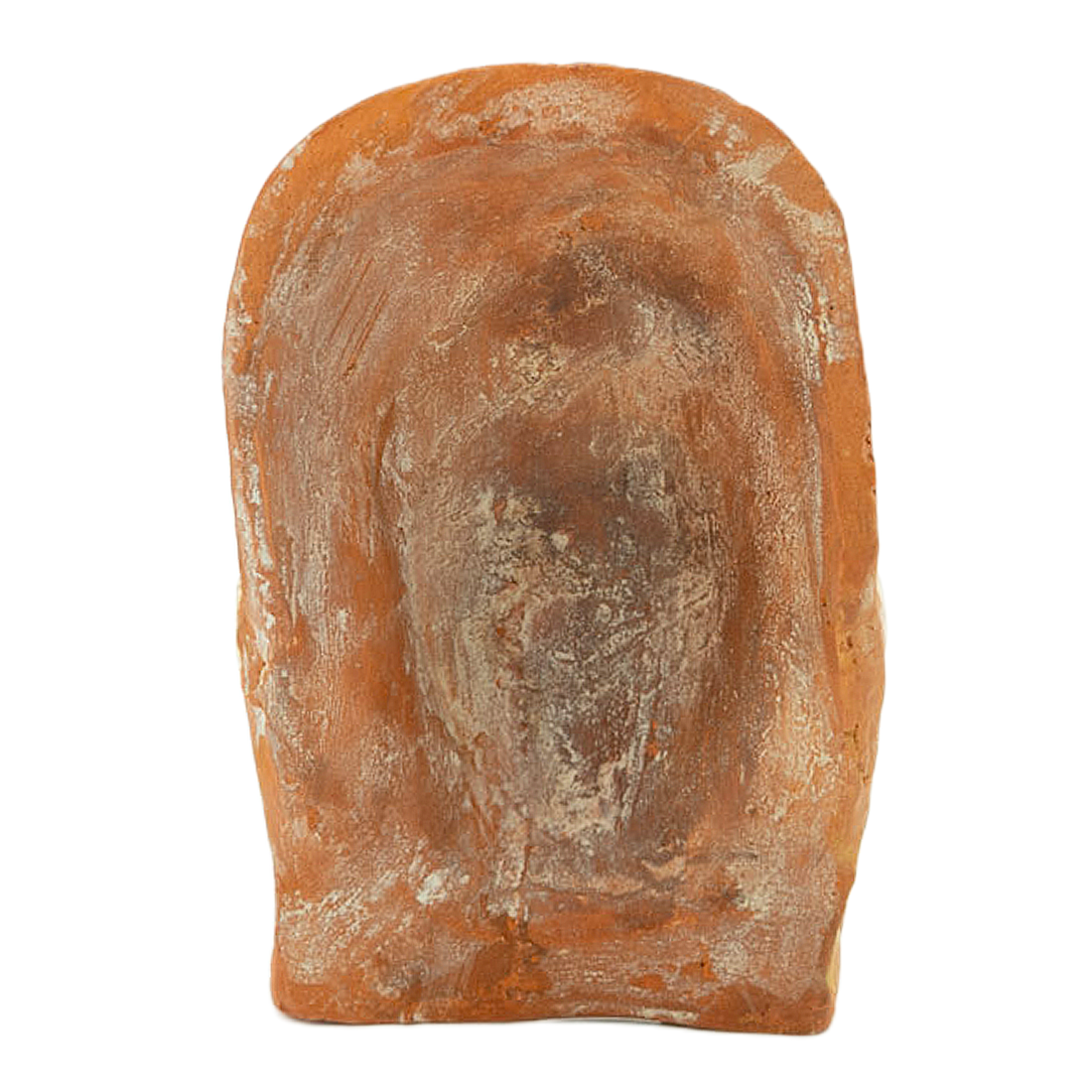 Terracotta plaque with a figure on a white background