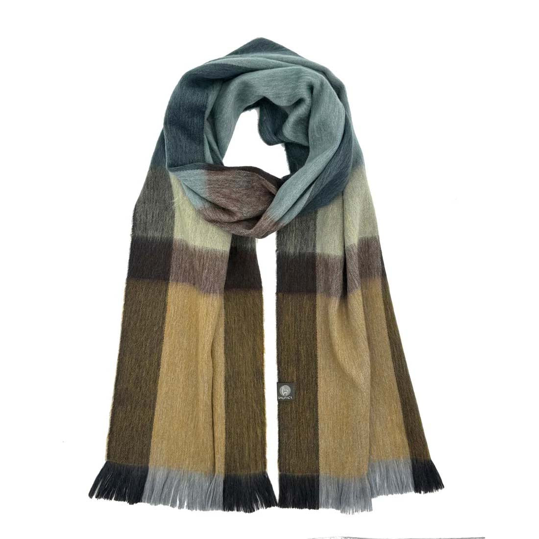 Golden Coast Plaid Alpaca Scarf