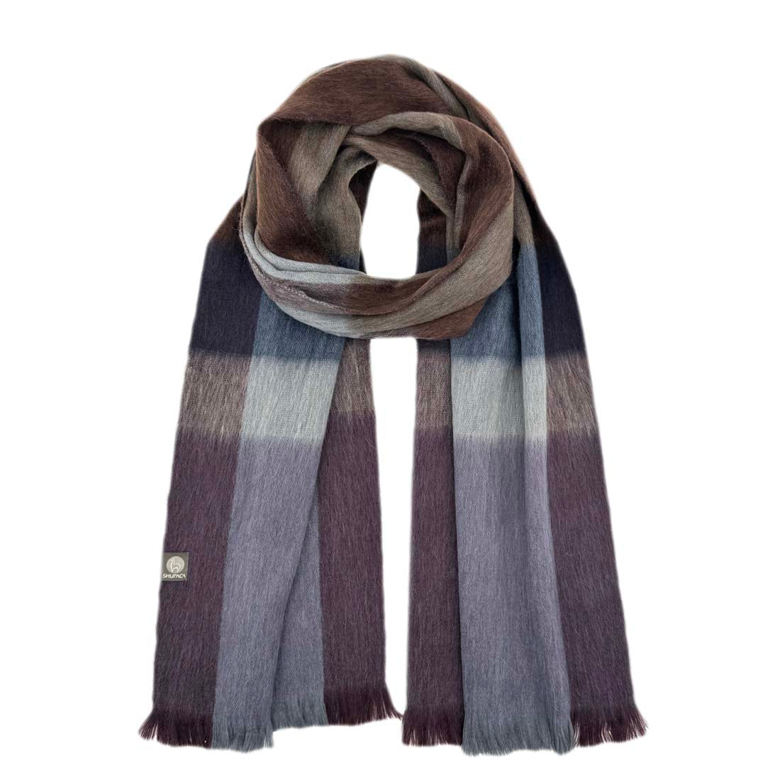 Mocha Plaid Alpaca Scarf