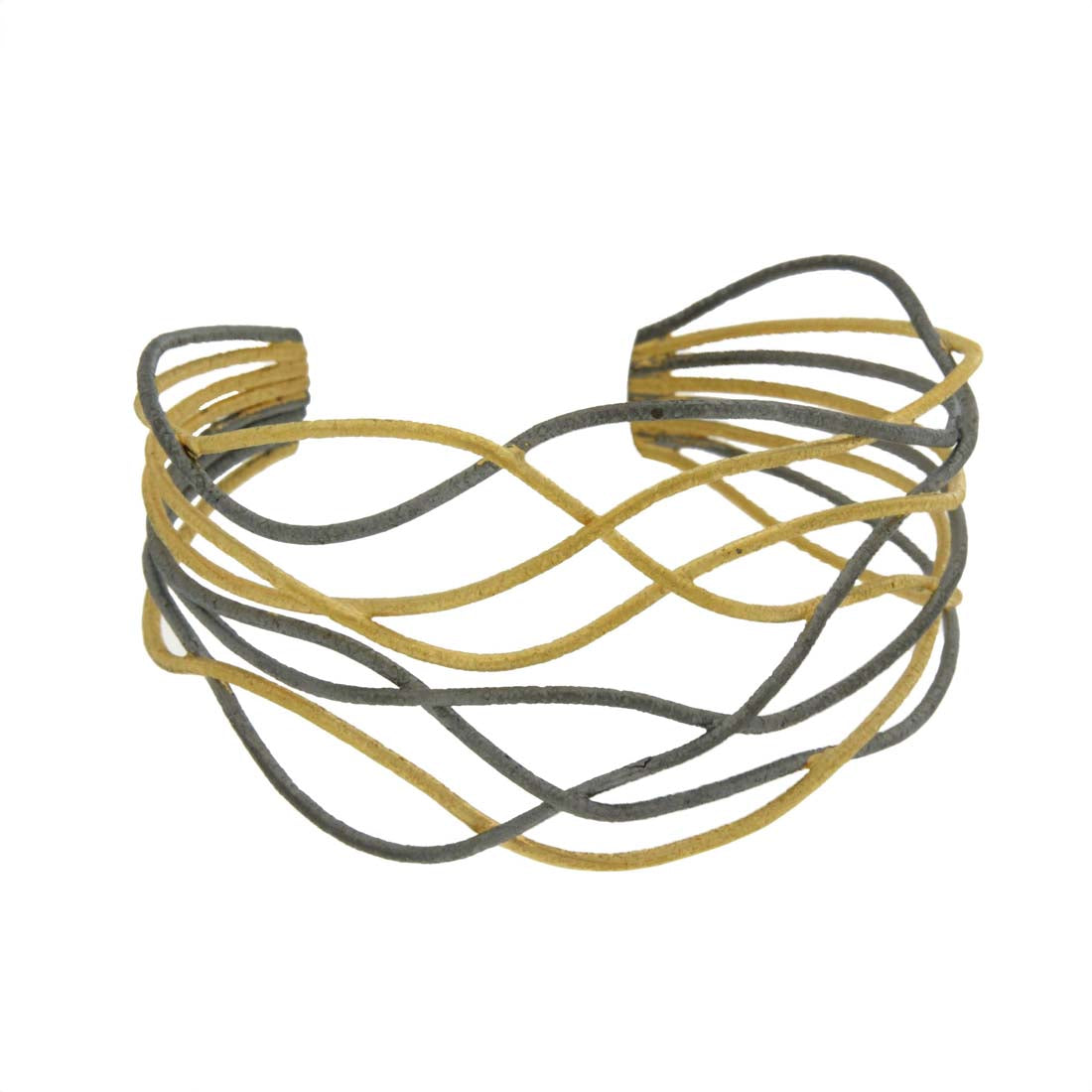 Gold-Plated &amp; Dark Rhodium Intertwined Wire Cuff