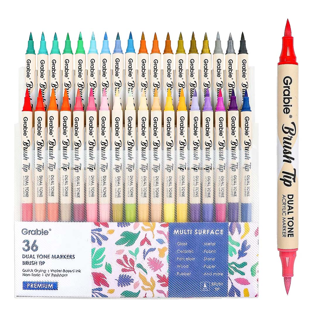 Dual Tone Brush Tip Acrylic Paint Marker Set