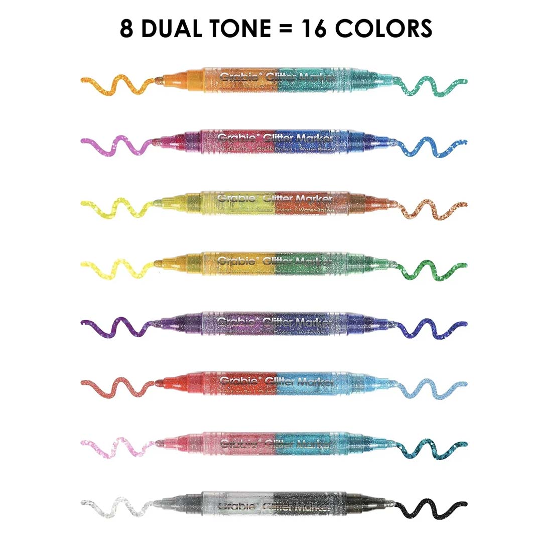 Dual Tone Iridescent Glitter Acrylic Paint Marker Set Of 8