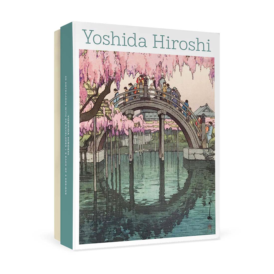 Book cover with cherry blossom tree and bridge illustration, featuring 'Yoshida Hiroshi'.
