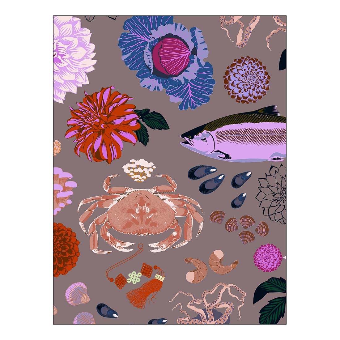 A slipcase boxed set of notecards with an illustration of a tiger and various plants on the cover.