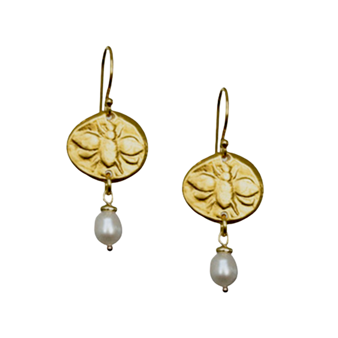Gold earrings with pearl drops
