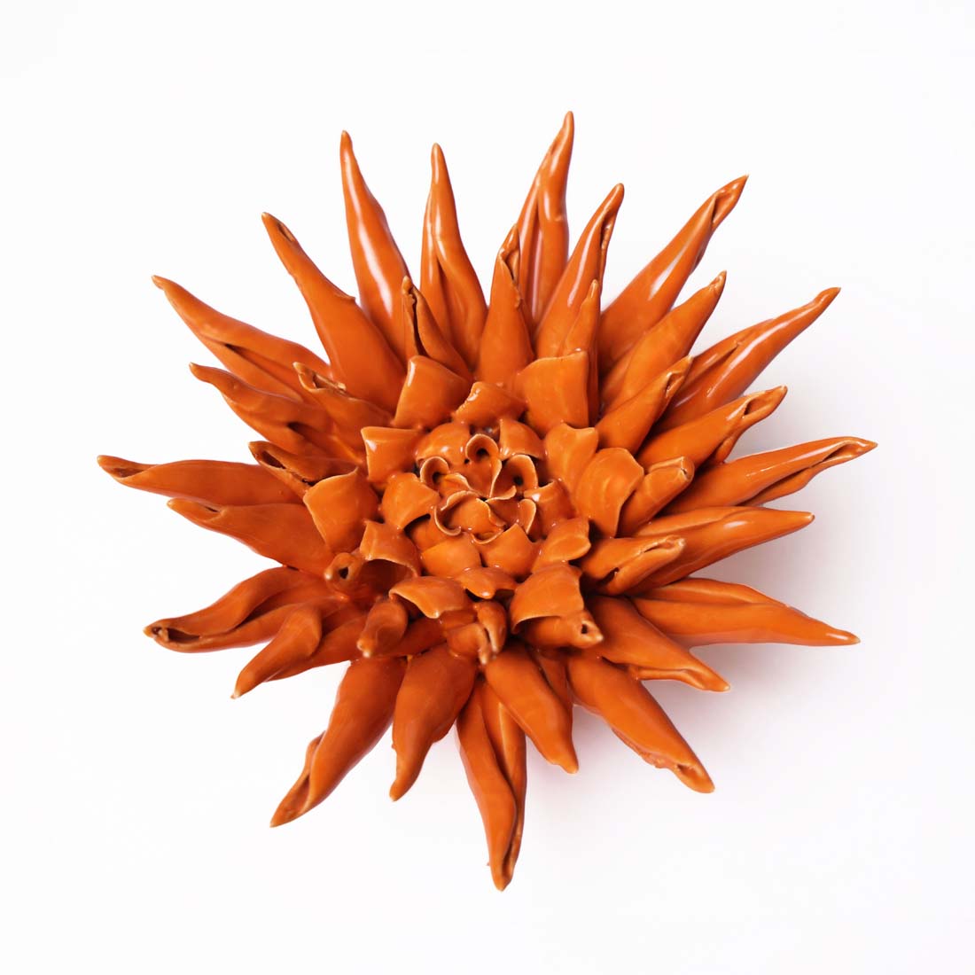 Orange Dahlia Ceramic Flower