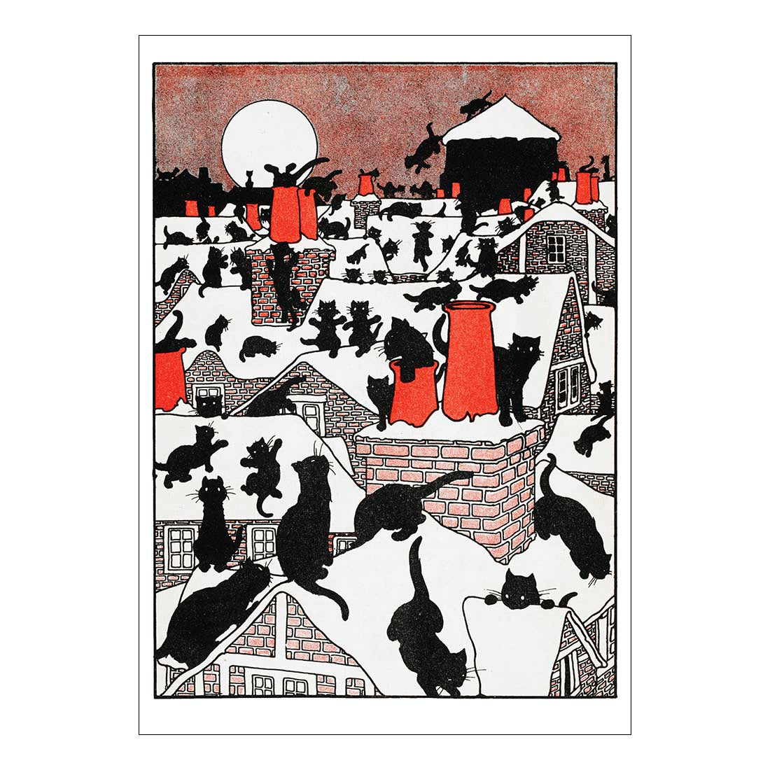 A boxed set of holiday cards featuring an illustration of black cats and a vintage holiday scene on the cover.