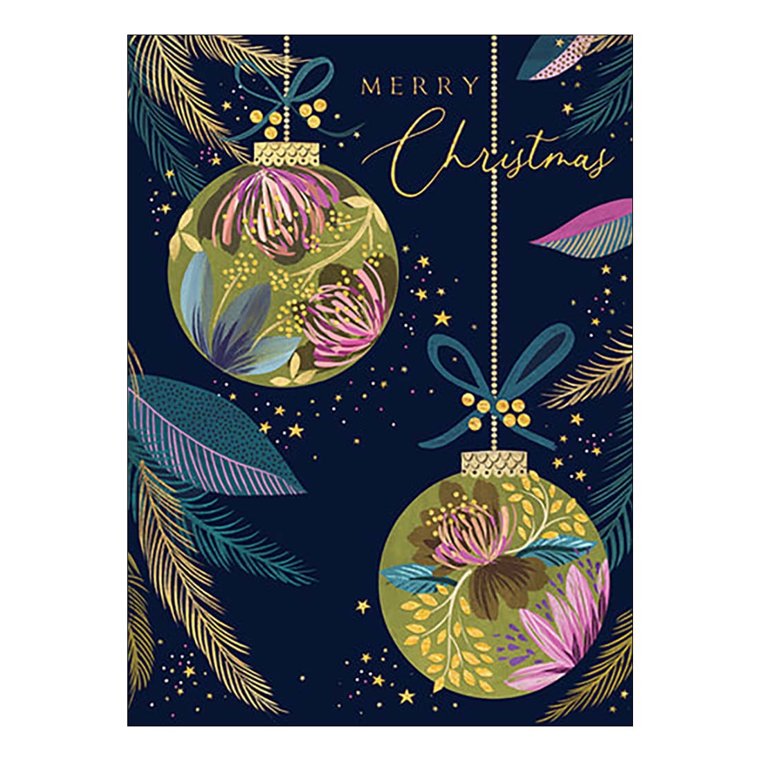 Baubles on Dark Blue Holiday Boxed Cards