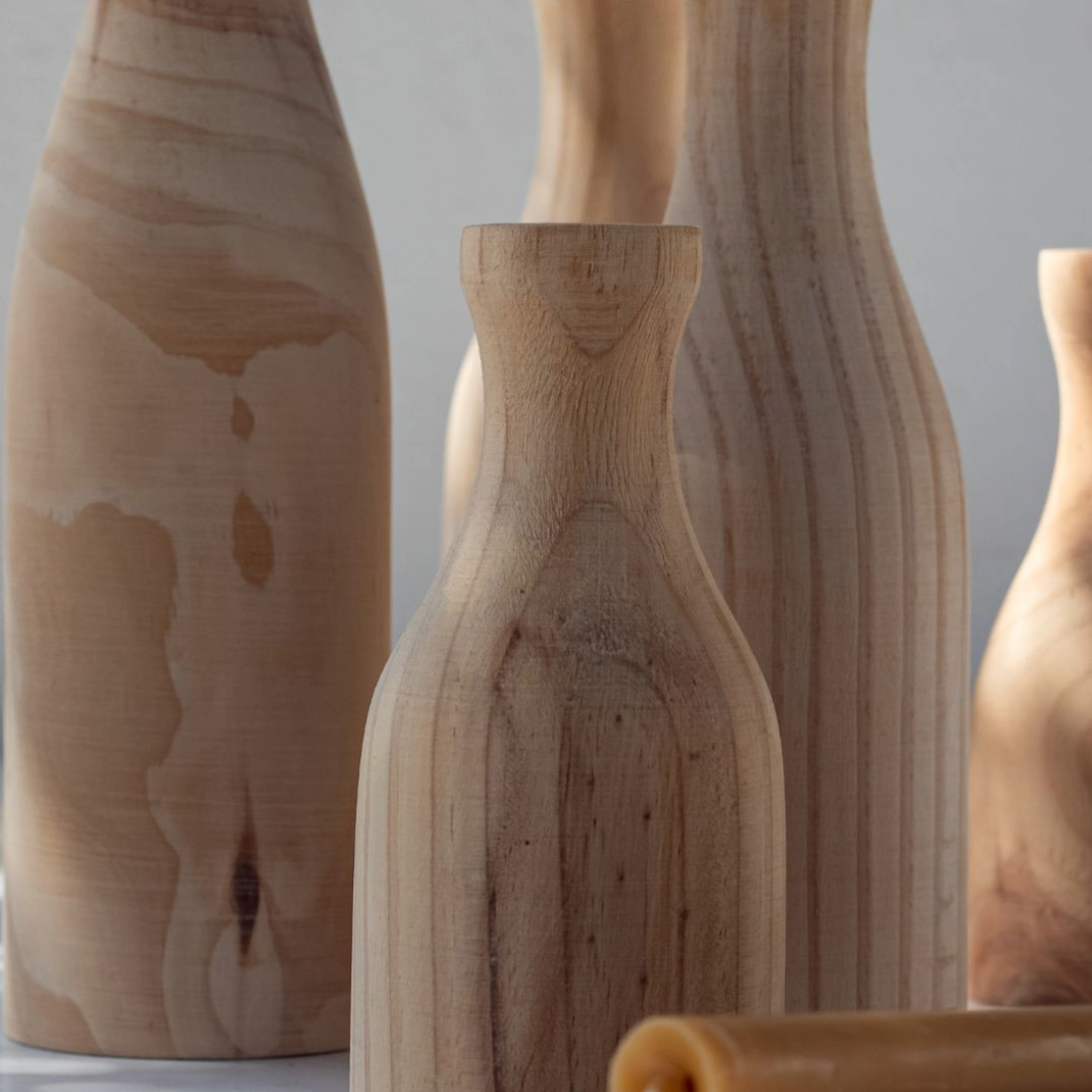 Large Pine Wood Candle Holder