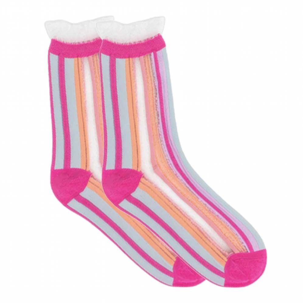Candy Stripe Ruffle Crew Sock