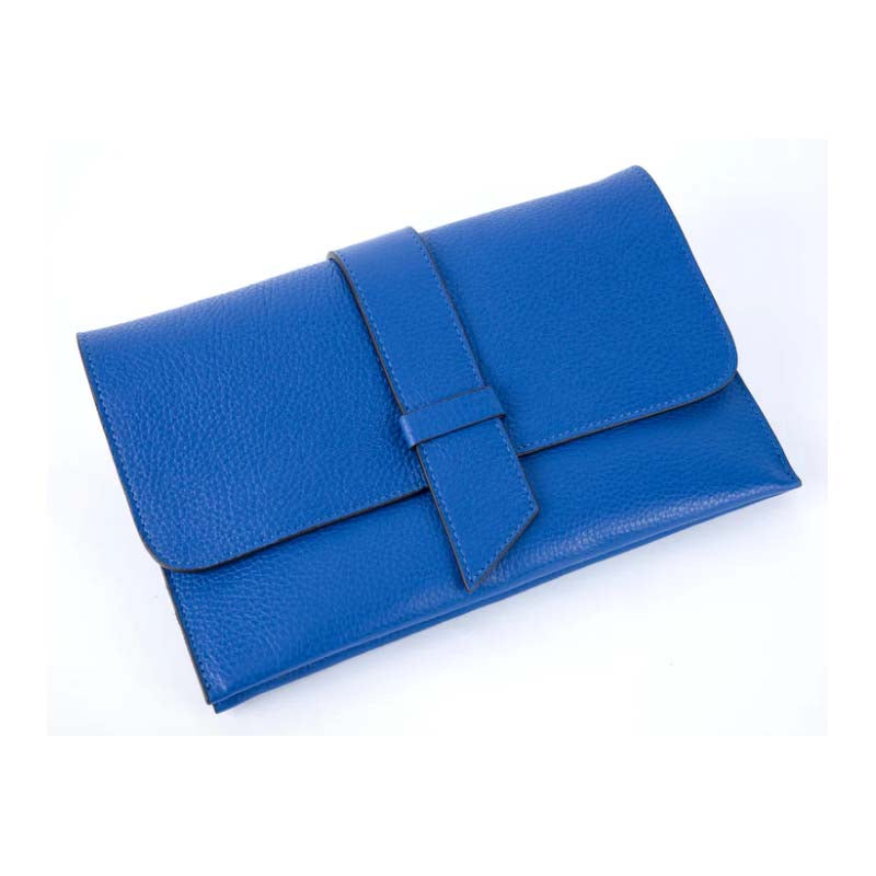 Blue clutch bag on a white background