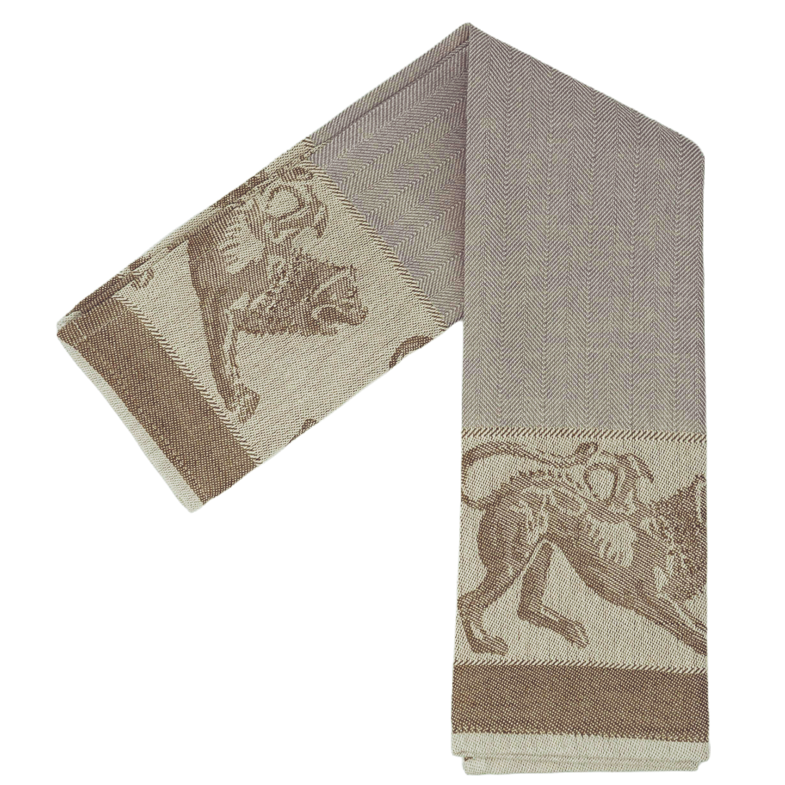 Brown and taupe with lion pattern tea towel