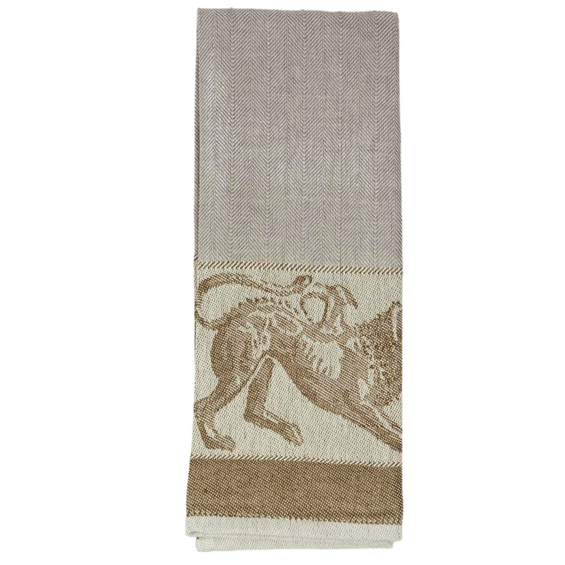 Brown and taupe with lion pattern tea towel