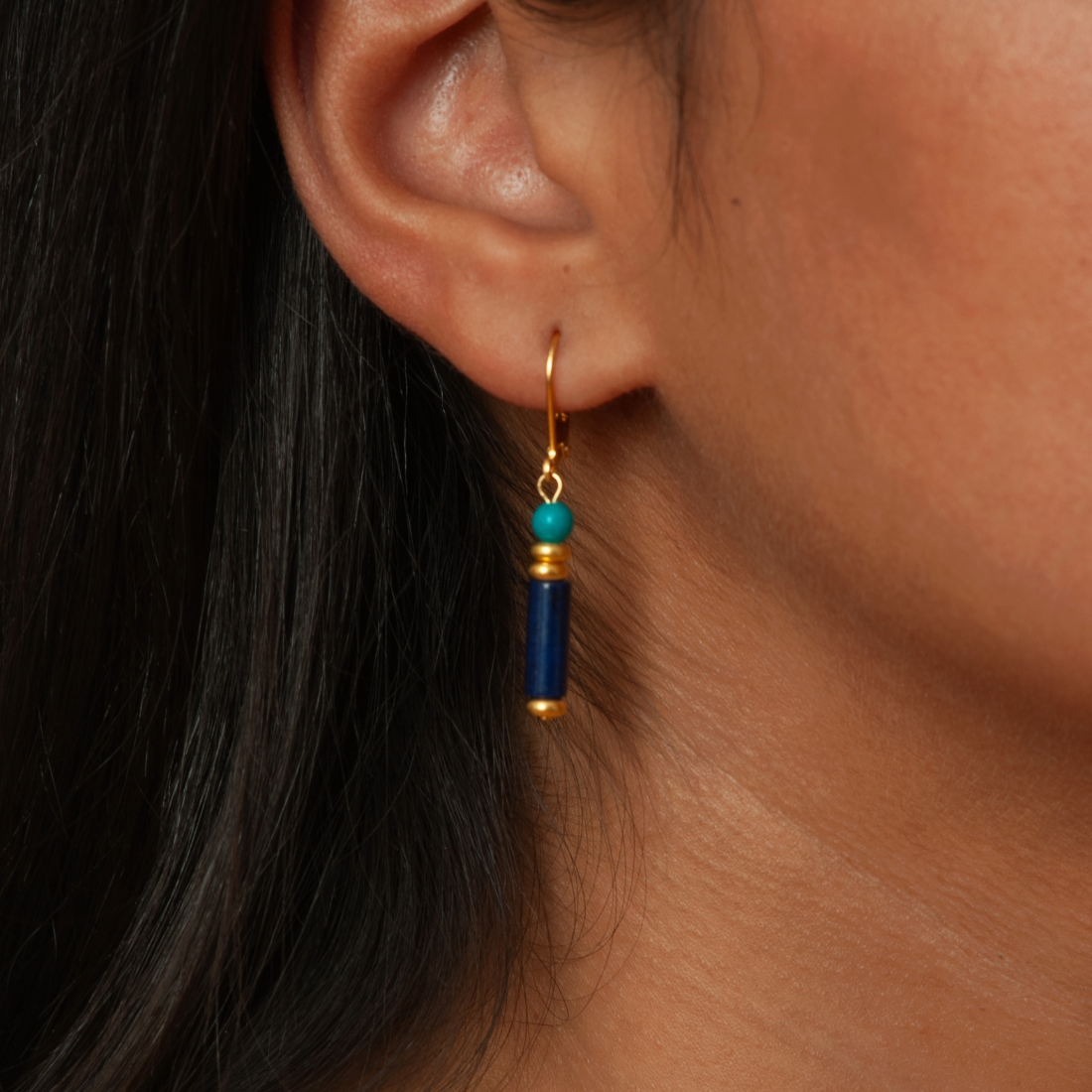 Egyptian Lapis & Turquoise Earrings