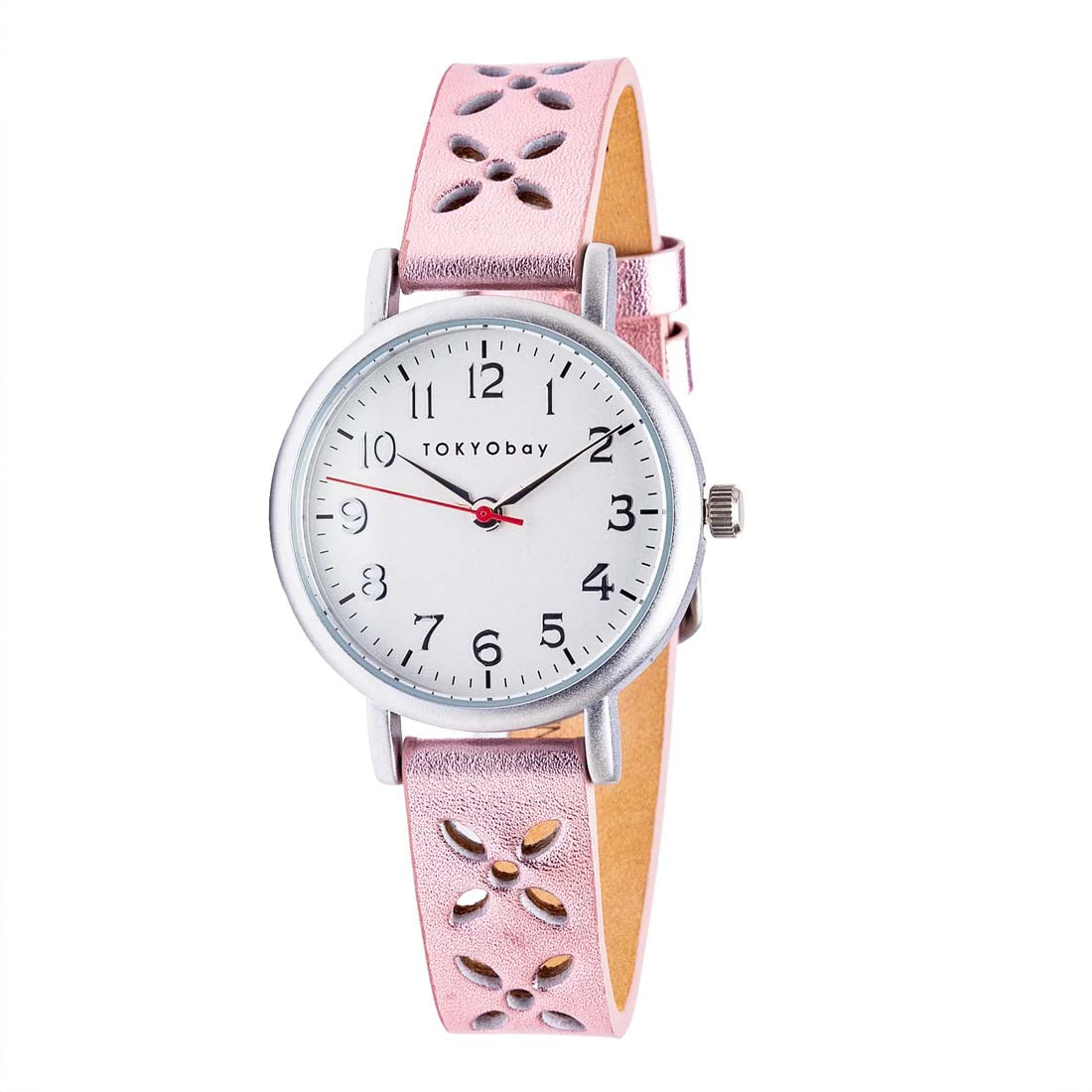 Metallic Pink Clover Leather Watch