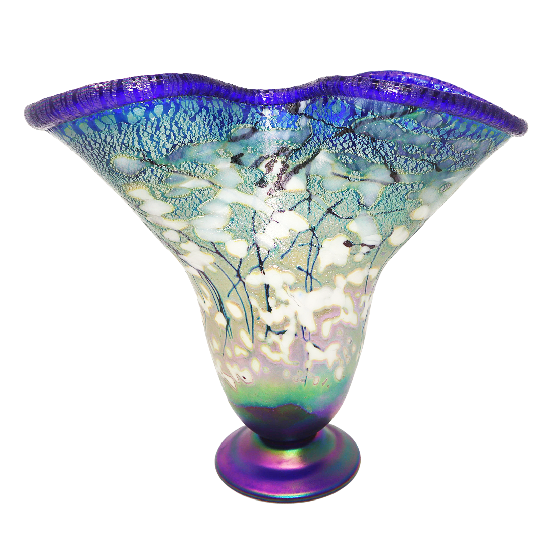 Cobalt White Fluted Vase
