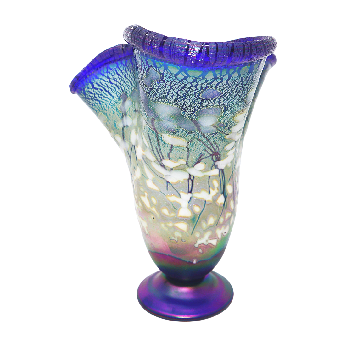 Cobalt White Fluted Vase