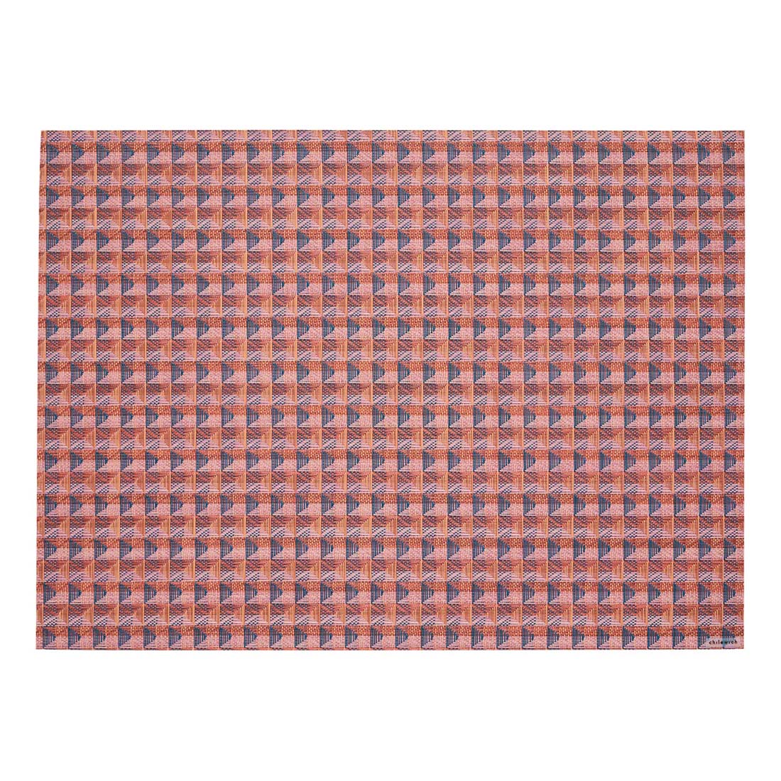 Patterned placemat with geometric design on a white background