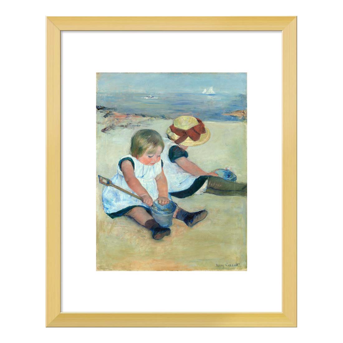 Mary Cassatt Children Playing at the Beach Framed Print