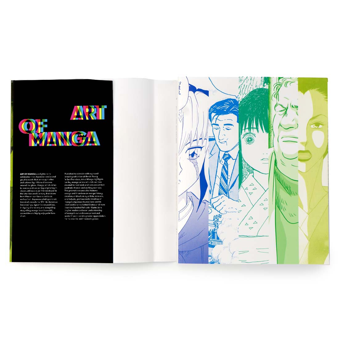 Book cover of 'Art of Manga' with stylized illustrations on a blue and green gradient background.