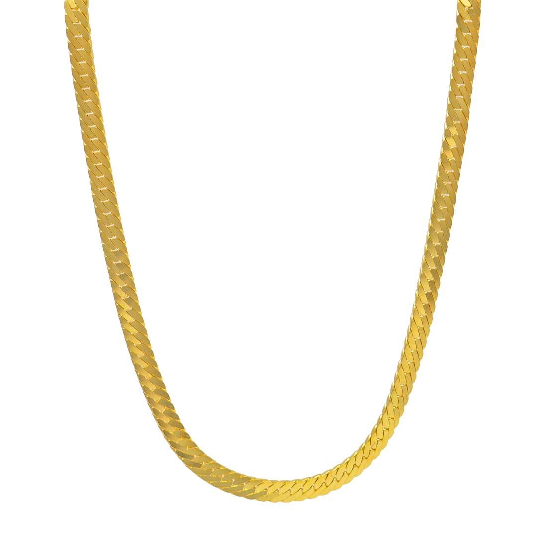 Gold chain necklace on a white background
