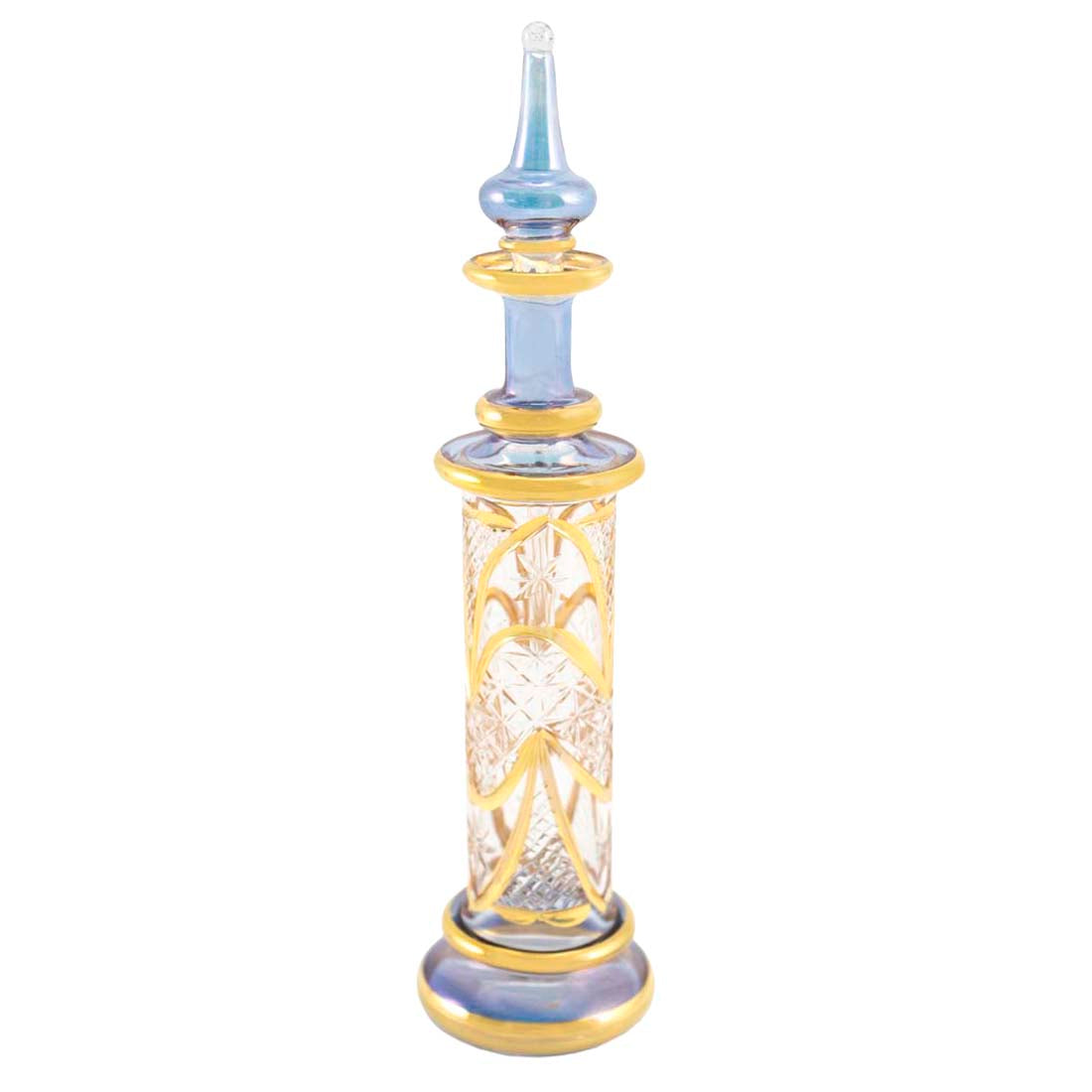 Decorative bottle with intricate design on a white background