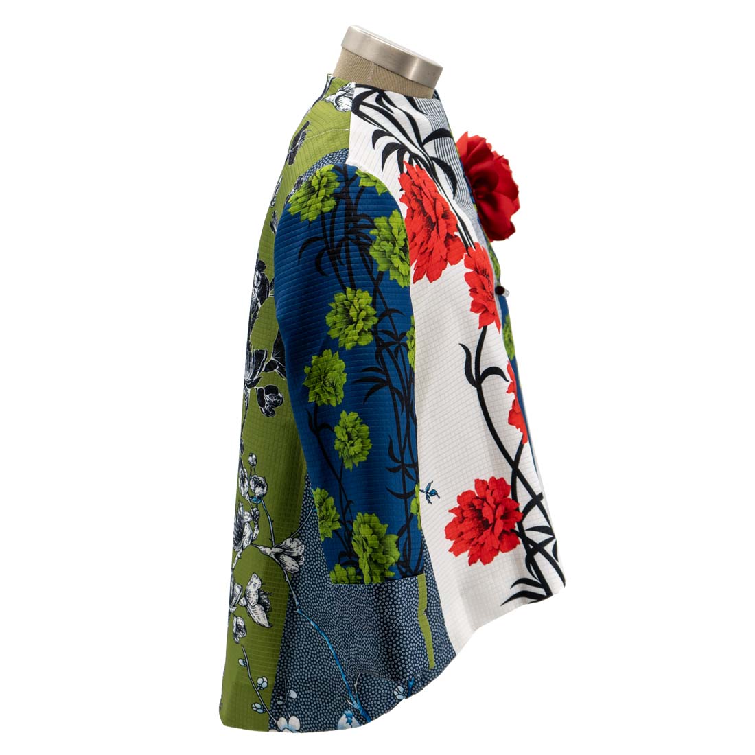 Abstract Floral Patterned One Button Jacket
