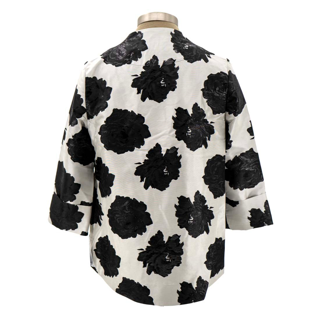 Black Floral One Button Jacket with Detachable Flower
