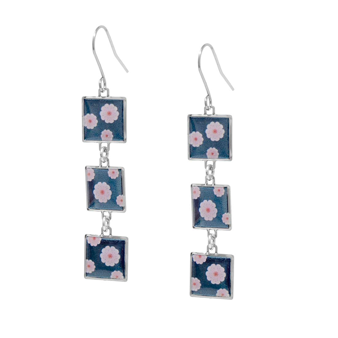 Cherry Blossom Crest Metal Earrings