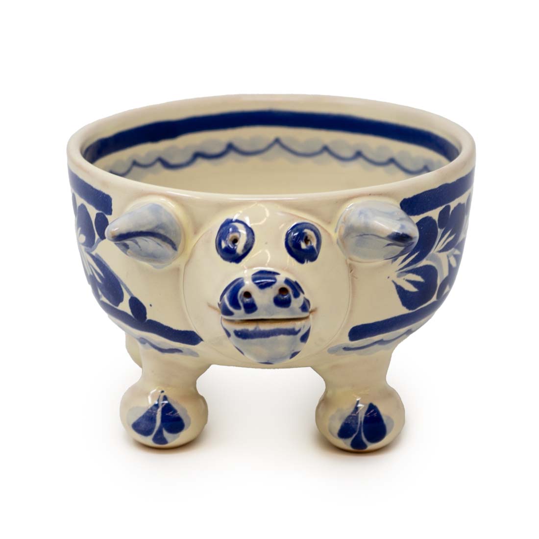 Blue &amp; White Ceramic Pig Molcajete