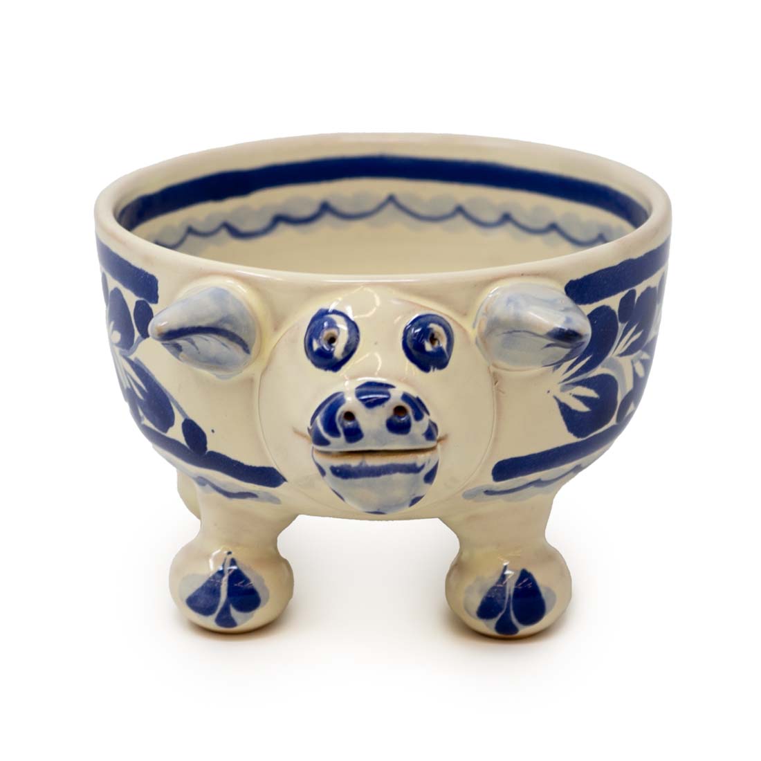 Blue & White Ceramic Pig Molcajete