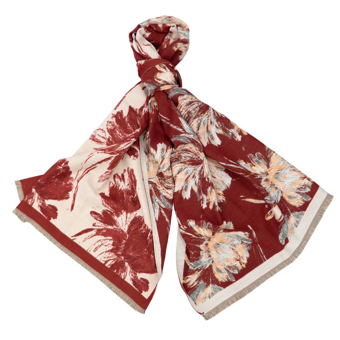 Floral patterned scarf on a white background
