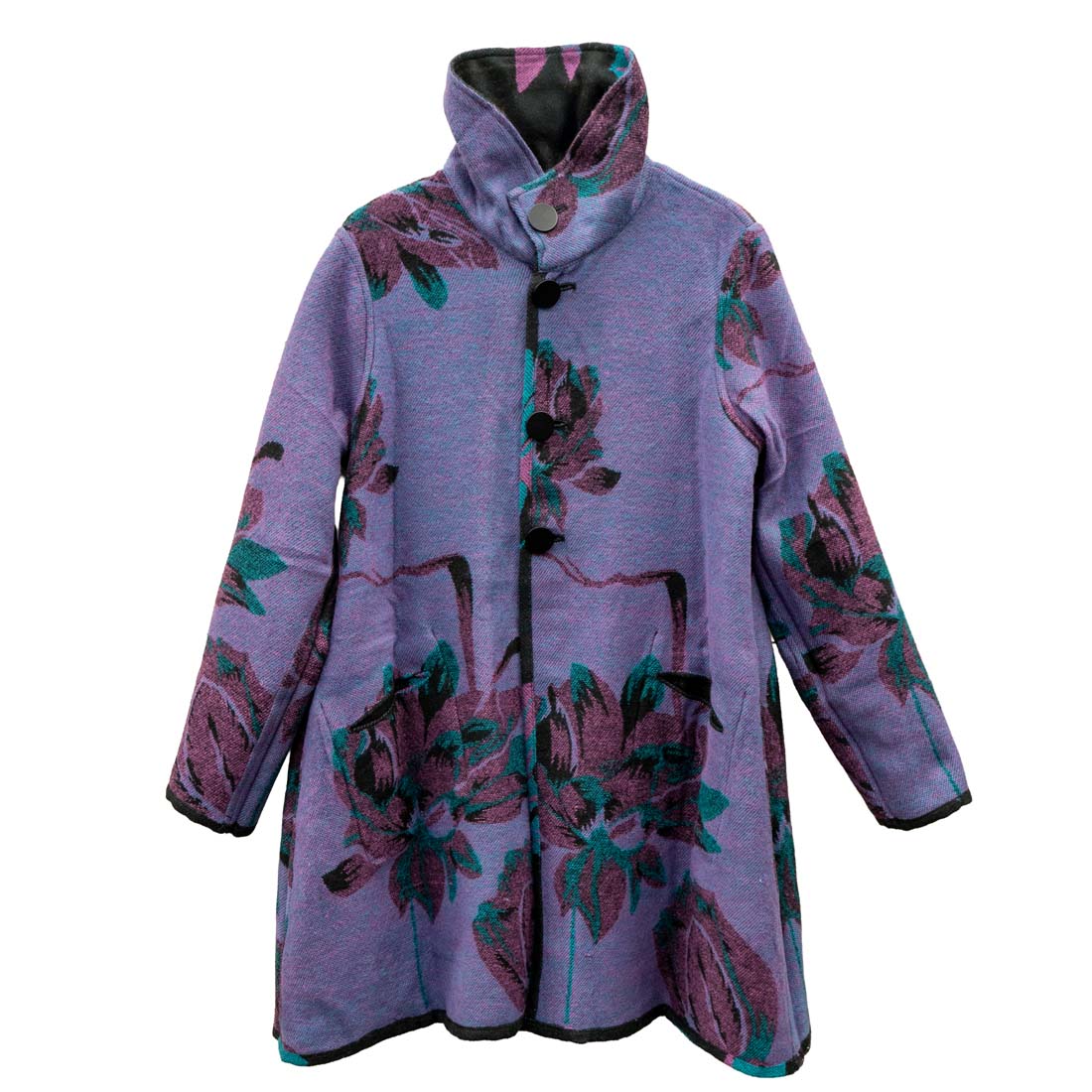 Purple Lotus Reversible Sweater Coat