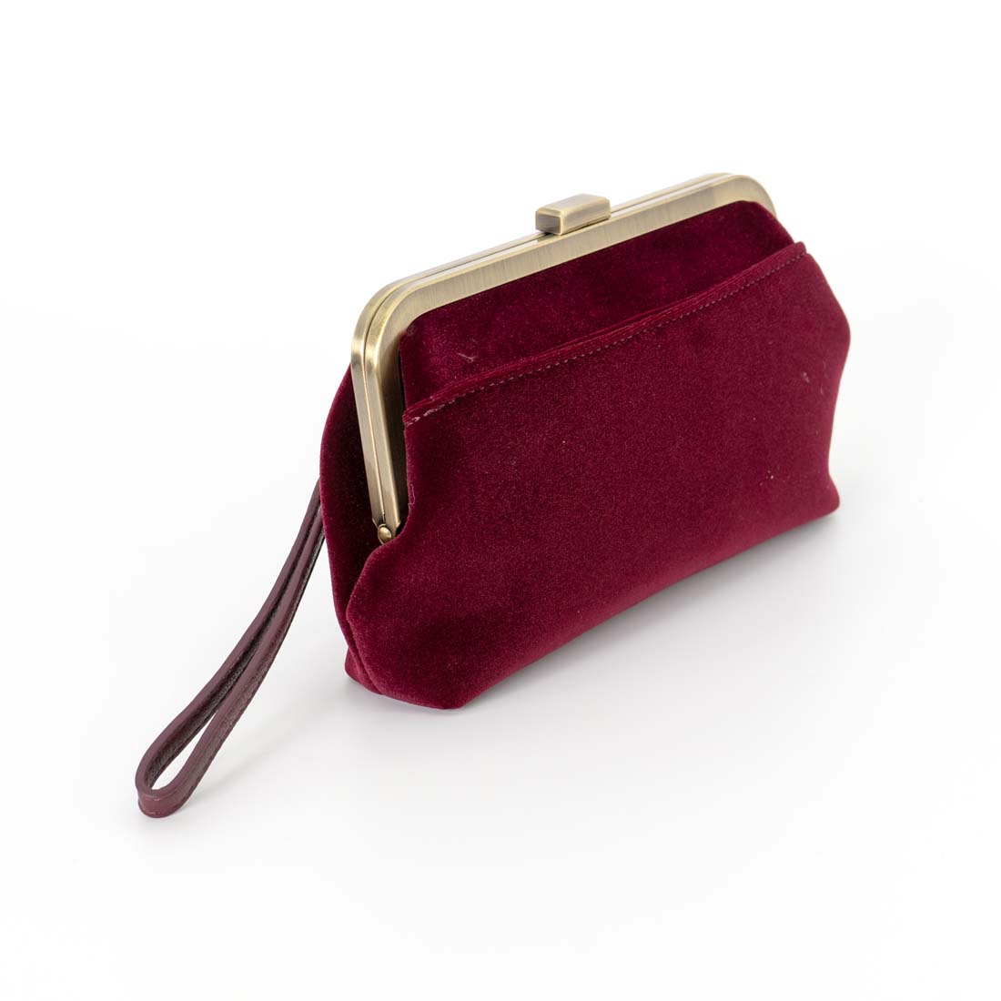 Burgundy Velvet Vivie Frame Lock Crossbody