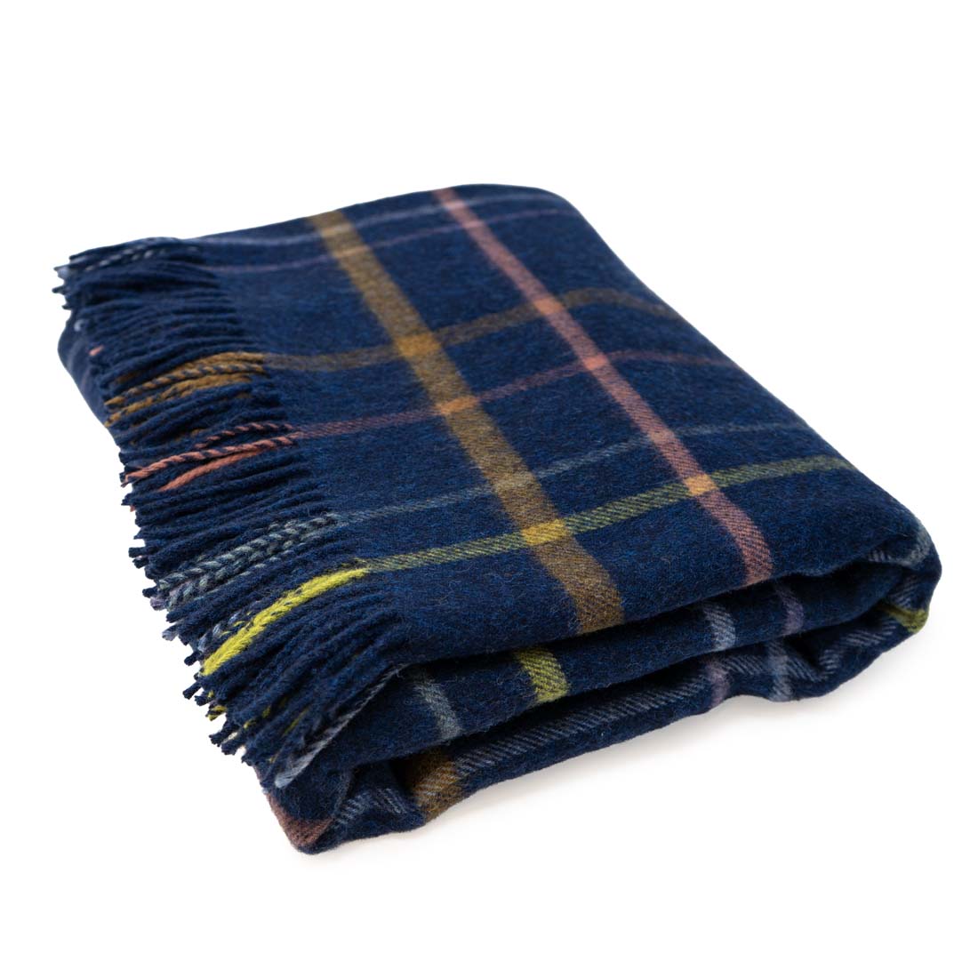 Rainbow Beige Windowpane Merino Wool Throw