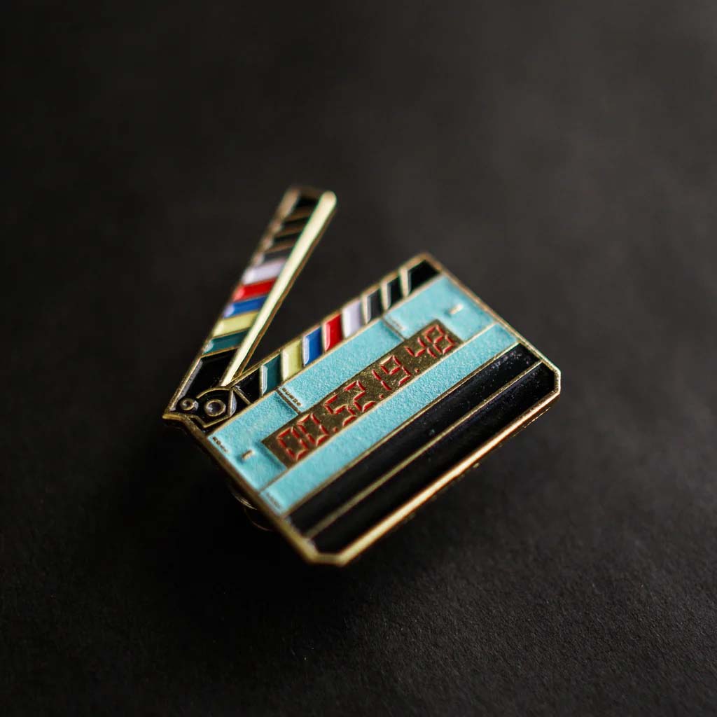 Glow in the Dark Timecode Slate Enamel Pin
