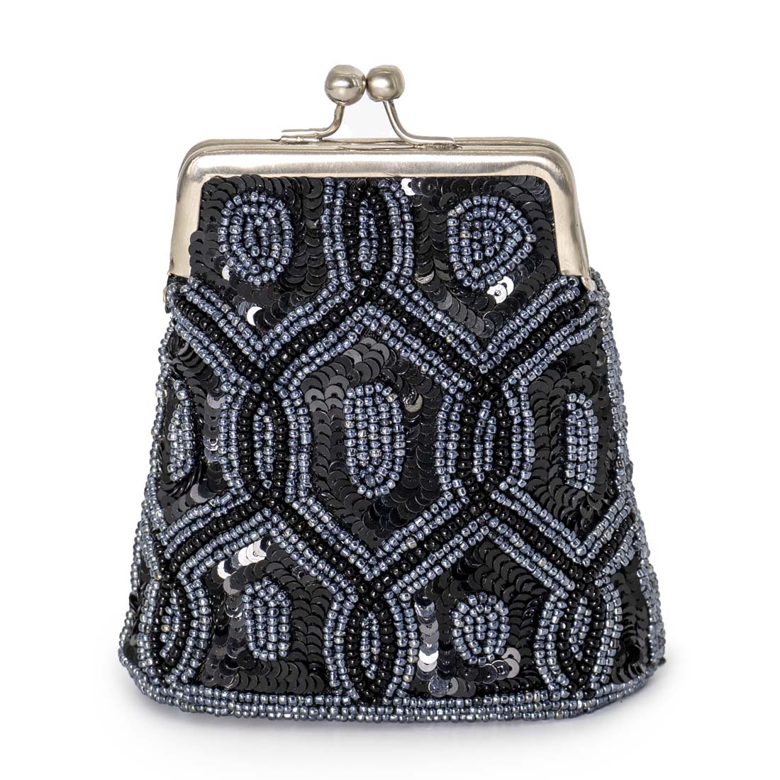 Navy Beads Art Deco Beaded Coin Bag