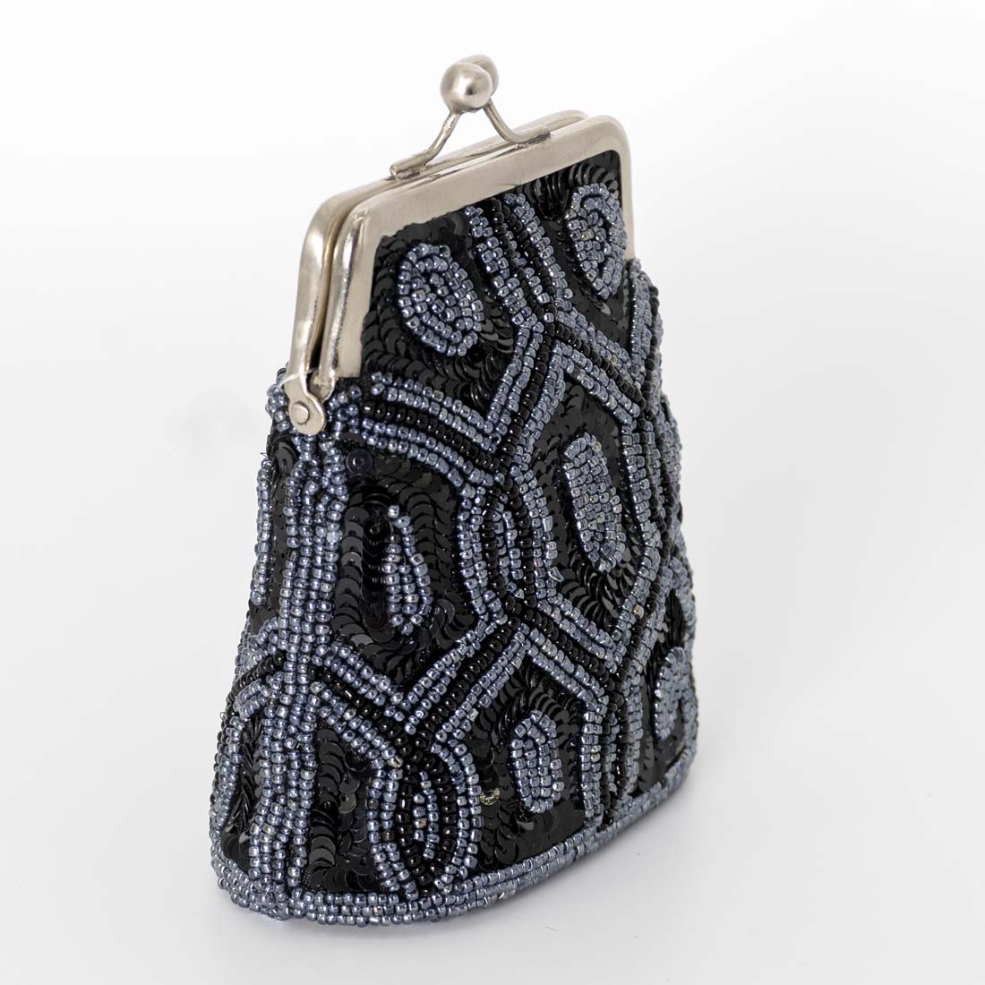 Navy Beads Art Deco Beaded Coin Bag