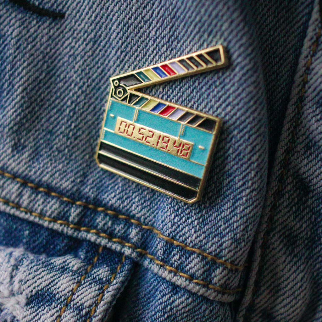 Glow in the Dark Timecode Slate Enamel Pin