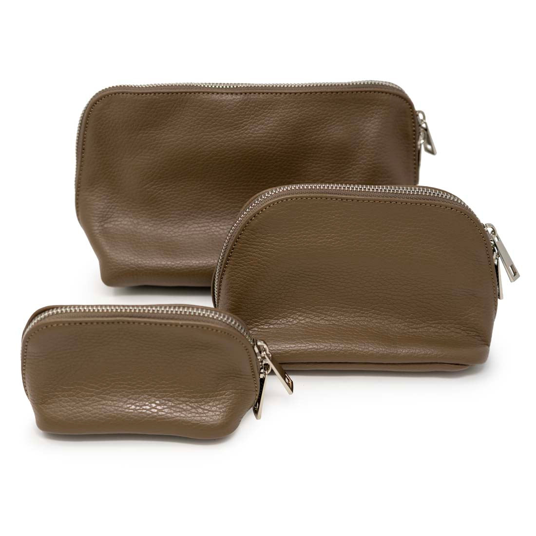 Italian Pebbled Leather Cosmetic Bag Set