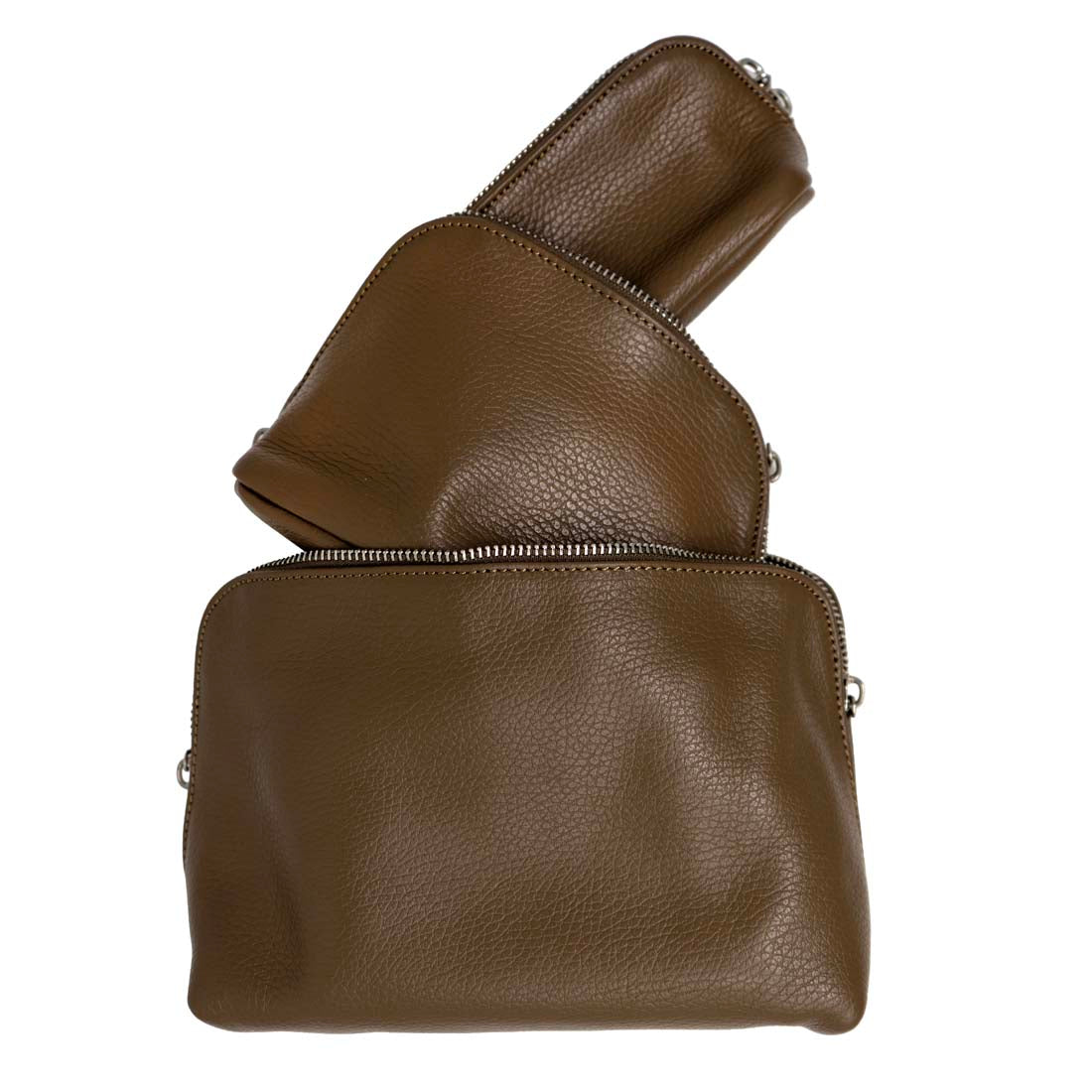 Italian Pebbled Leather Cosmetic Bag Set