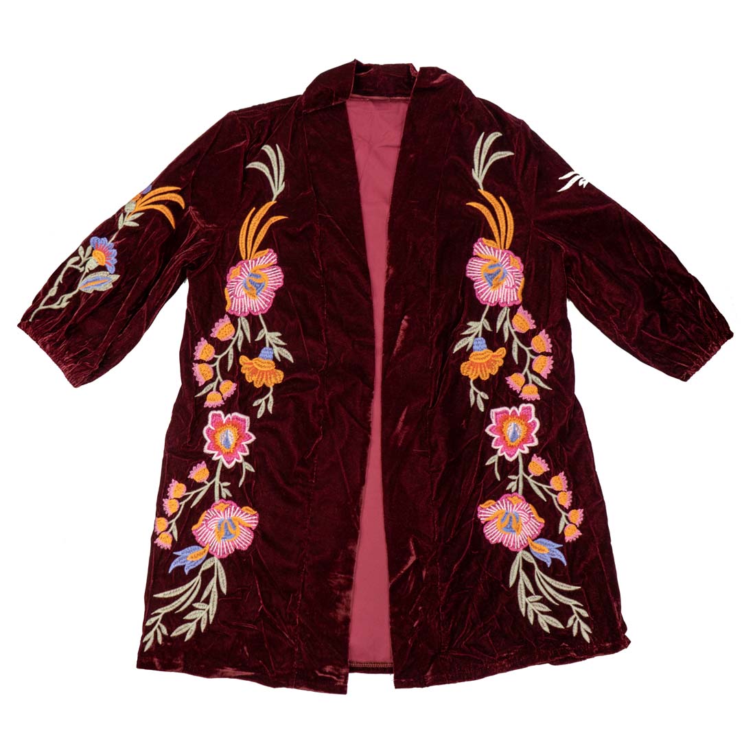 Wine Velvet Embroidered Jacket