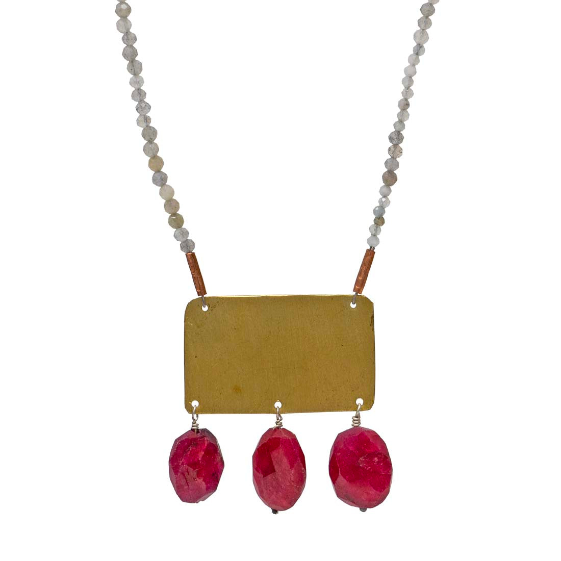 Brass &amp; Ruby Pendant