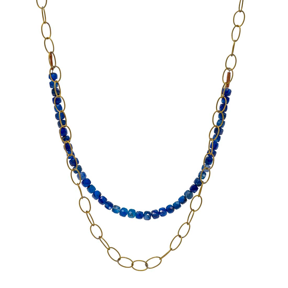 Brass and Lapis Chain Necklace