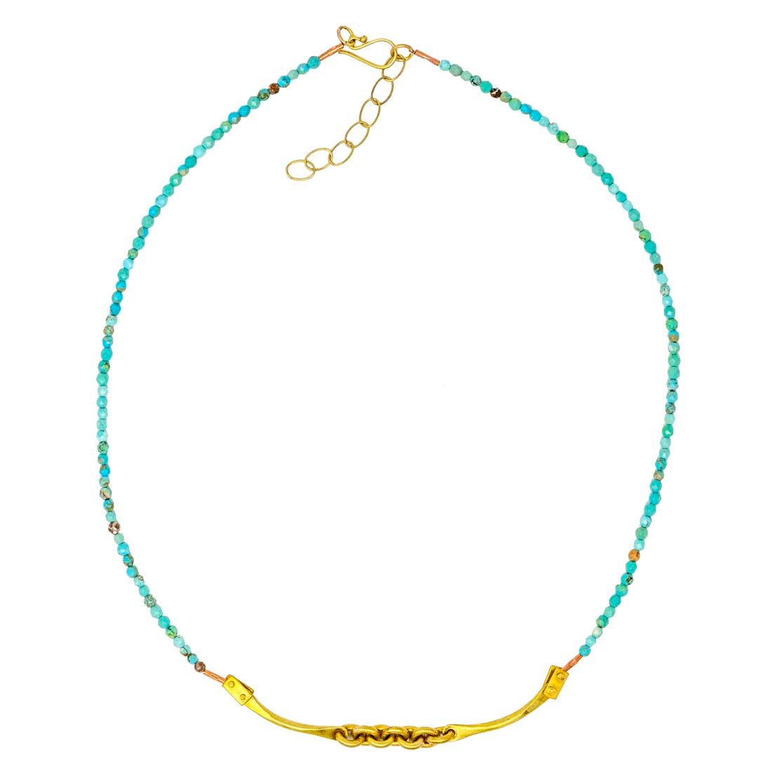 Brass Pendant and Turquoise Chain Necklace