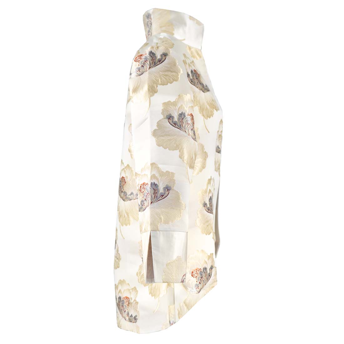 Metallic Floral Print Hi Lo Jacket