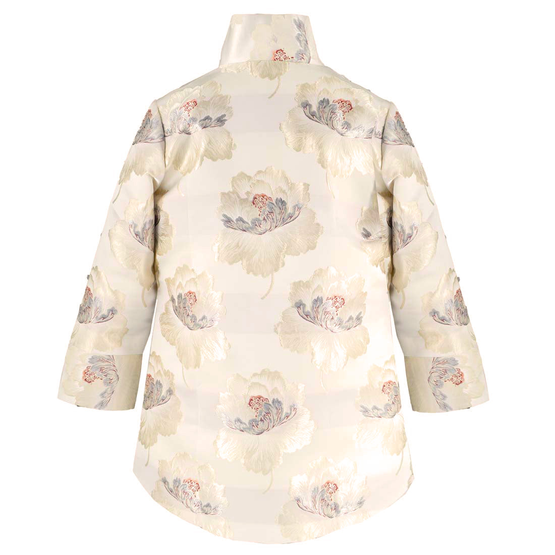 Metallic Floral Print Hi Lo Jacket
