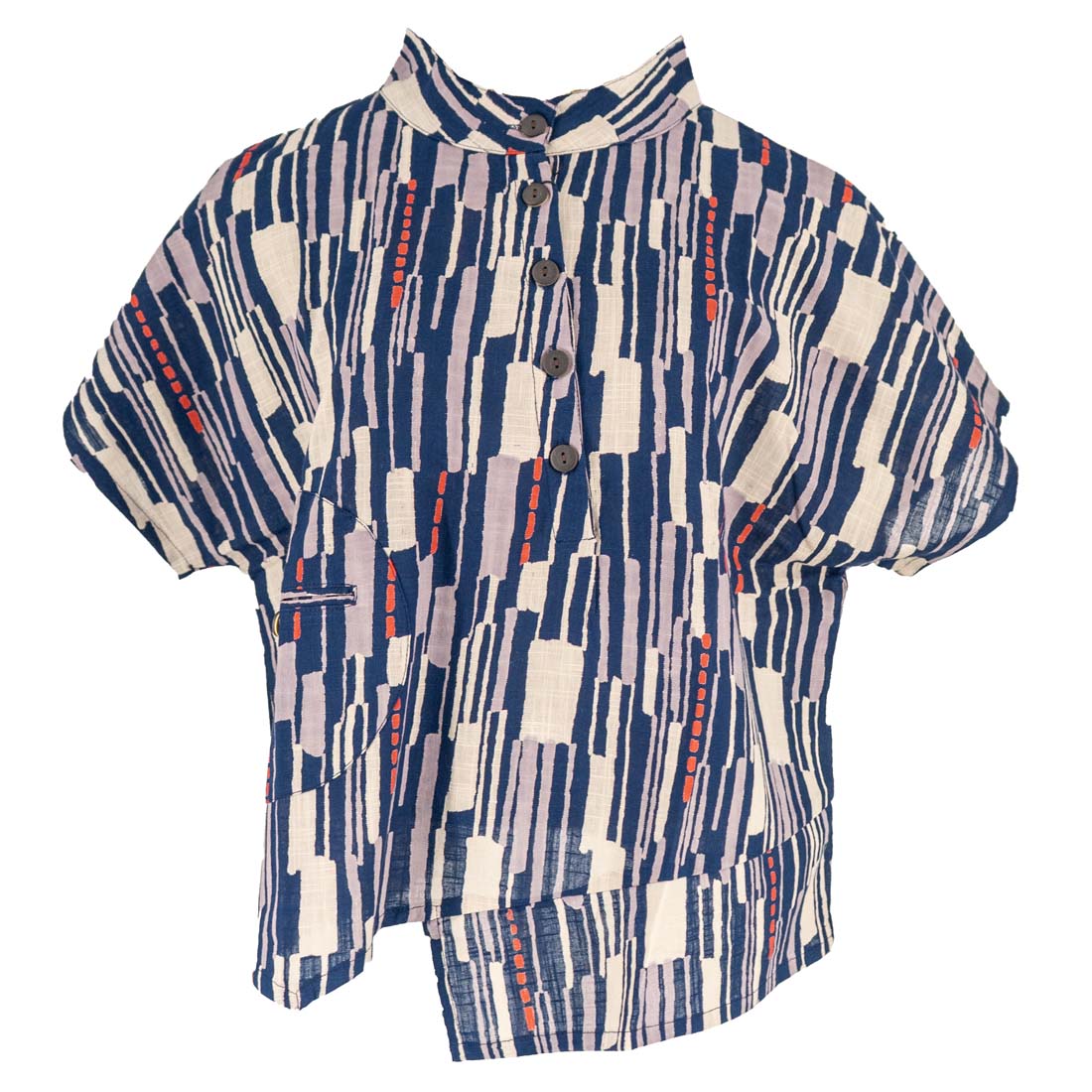 Striped Collared Asymmetrical Crop Shirt